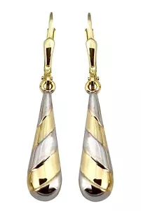 Ohrhänger Tropfen Gold 333 Ohrringe Hänger bicolor Boutons Gelbgold - Bild 1 von 3