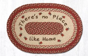 Braided Jute Stenciled Print Oval Area Rug. Earth Rugs. NO PLACE LIKE HOME - Picture 1 of 1