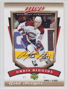 2006-07 UD MVP CHRIS HIGGINS GOLD SCRIPTS /100 PARALLEL #153 Upper Deck Canadien