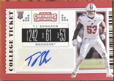 2019 Panini Contenders Draft Picks Rookie Autograph T.J. Edwards #184 Wisconsin