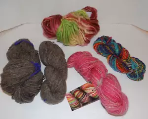 Lot of 5 Skeins Misc. Yarn Handpainted Handspun - Picture 1 of 12
