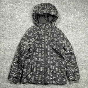 Lands End Hooded Jacket Kids Size L (7) Camo Black White Dots Insulated - Picture 1 of 10