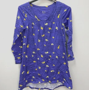 HUE Purple w/ Yellow Flowers Nightgown Long Sleeve PJ41105 Size Medium - Picture 1 of 5