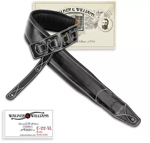 Walker & Williams C-22-XL Extra Long Double Padded Black Leather Strap up to 61" - Picture 1 of 7