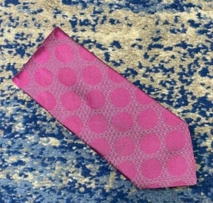 Geoff Nicholson Seidenkrawatte rosa silber schwarz gepunktet Made in Italy - Bild 1 von 6