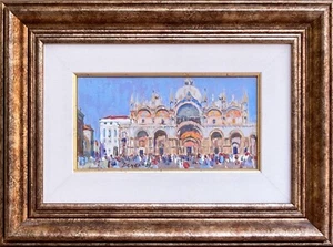 Original Framed Oil Painting Impressionism Venice San Marco Square Ukraine Art - Picture 1 of 12