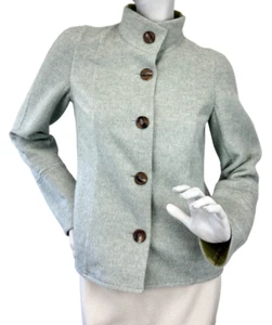 Chaqueta Reversible AKRIS 100% Cachemira 6 Dos Tonos Lima Como Nuevo Botones Frontales Verde - Imagen 1 de 12
