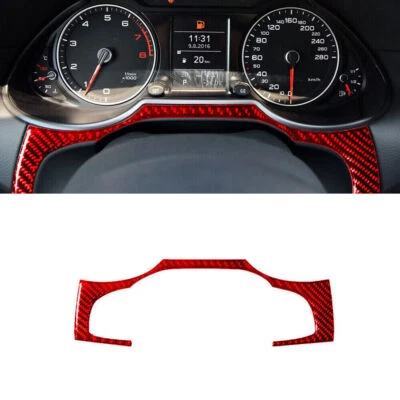 For Audi Q5 2009-2017 Red Carbon Fiber Speedometer Frame Cover Trim Decoration - Изображение 1 из 4