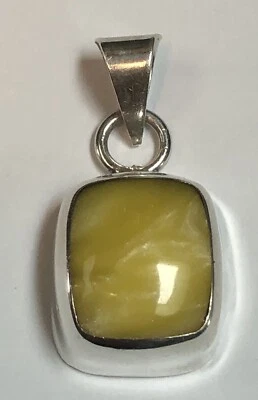 Vtg Taxco Artisan Sterling Silver Pendant W/ Yellow Agate Quartz Polished Stone - Image 1 of 4