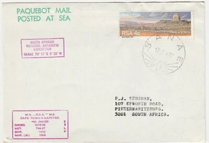 Cover South Africa, 1977. Sanae to Pietermaritzburg. Paquebot Mail Posted at Sea - Picture 1 of 3