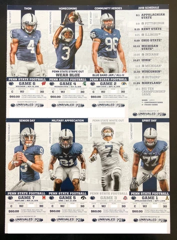 2018 Penn State Nittany Lions Football Collectible Ticket Stub - Any Home Game Cover