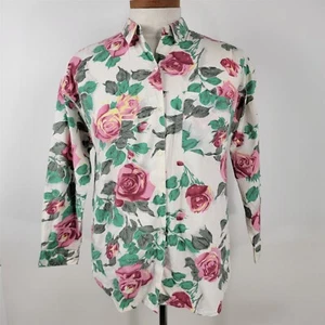Blusa vintage de algodón floral de manga larga Hunters Run para mujer talla L - Imagen 1 de 9