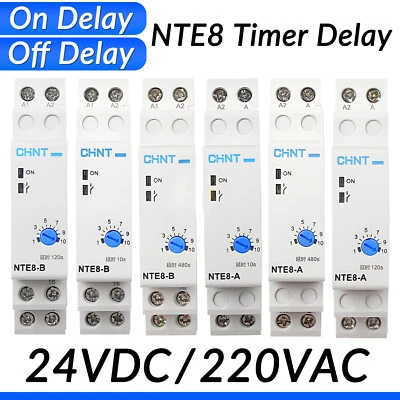 NTE8-A/B On Delay & Off Delay Timer Delay Relay Time Cycler Switch  DC24V AC220V - Image 1 of 4
