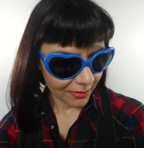 Gafas Sol Solar Corazón Corazones Hearts Azul Cobalto Pinup Retro Original - Imagen 1 de 6