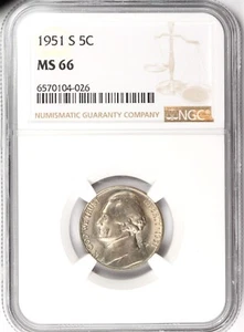 S Jefferson 1951 níquel certificado NGC MS66 (104-026) - Imagen 1 de 2