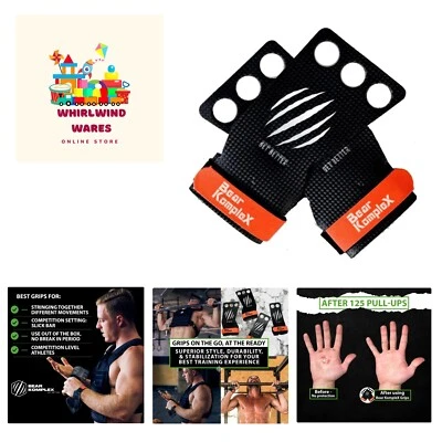 2 and 3 Hole Carbon Hand Grips for at-Home Workouts Like Pull-ups, Weightlift... - Image 1 of 4