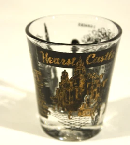 Hearst Castle Souvenir Collectible Shot Glass 3 Graces Black Gold 2.25" - Picture 1 of 3