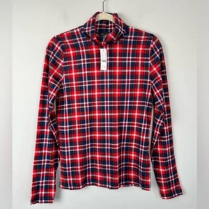 Nuevo con etiquetas tejido J.Crew cuello alto a cuadros talla M - Imagen 1 de 12