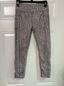 Reebok Girls Leggings Sports Athletic Cheetah Print Gray Size L 10/12 - Picture 1 of 6
