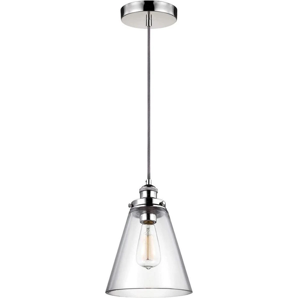 Feiss Baskin 1 luz 9 pulgadas níquel pulido colgante luz de techo, P1347PN Foto 1 de 1