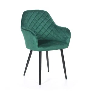 Terciopelo Acolchado Verde Esmeralda Silla Comedor Tapizado Negro Piernas - Imagen 1 de 1
