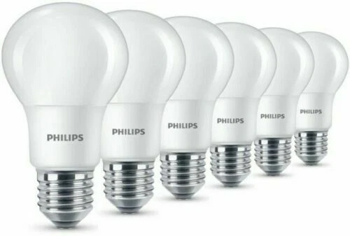 Philips LED E27 Frosted Light Bulbs, 8 W (60 W) - Warm White, Pack of 6 pack - Image 1 of 1