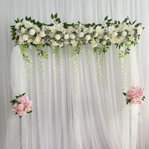 Fila de flores artificiais para casamento decoração para casa cena estrada de flores artificiais - Imagem 1 de 4