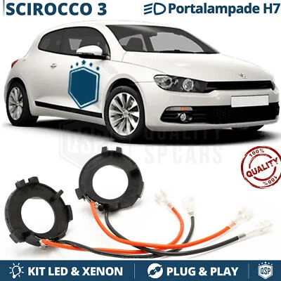 Coppia ADATTATORI per VW SCIROCCO 3 08-17 montaggio KIT LED xenon H7 Portalampad - Immagine 1 di 4