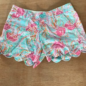 Pantalones Cortos Chinos Lilly Pulitzer The Buttercup Mujer 00 Azul Floral Tiro Medio Vacaciones - Imagen 1 de 12