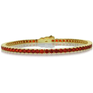 Women 2.5mm 14K Gold 3.6 ct Simulated Garnet Cubic CZ Tennis Bracelet 7.25in - Picture 1 of 3