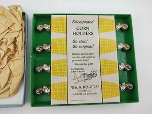 Vintage Wm. A. Rogers Silver plated Corn Holders in the Original box - Picture 1 of 4