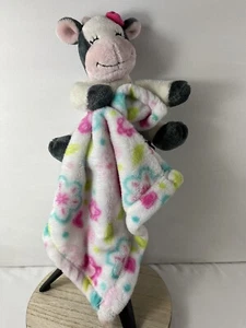 Little Miracles Cow Pink Bow Floral Hearts Lovey Security Blanket Plush - Picture 1 of 15