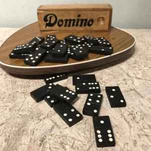 Dominospiel in originaler Box vintage antik alt vollständig schöner Schriftzug - Picture 1 of 6