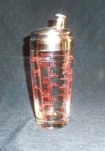 Glass Cocktail Drink Shaker Mixer Vintage MCM Chrome Lid Recipes Measurements - Picture 1 of 4
