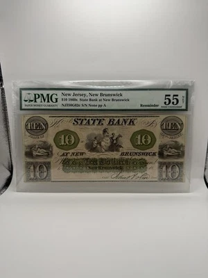 State Bank At New Brunswick New Jersey $10 1860s Remainder NET - Image 1 of 2