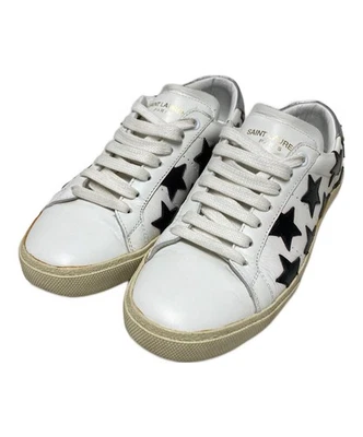 Saint Laurent Paris Leather Low-Top Sneakers/ White x Black/ Size 35 - Image 1 of 4