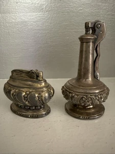 Ronson Decanter Table Cigarette Lighter Silverplate Ornate 2 Vintage 1940's - Picture 1 of 7