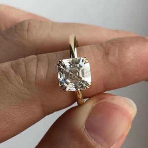 Excellent Asscher Cut Solitaire Hidden Halo Engagement Ring, Anniversary Ring - Picture 1 of 3