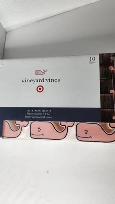Vineyard Vines for Target 10ct Pink Whale String LED Lights NIB Summer Parties  - Image 1 of 4