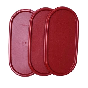 Tupperware Modular Mates Ovalado Repuesto Tapa Superior Sello #1616 Rojo Oscuro - Juego de 3 - Imagen 1 de 6