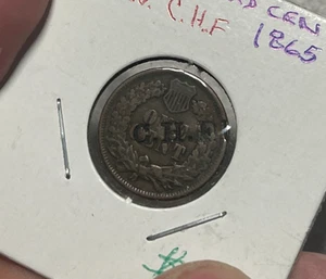 1865 Indian Head Cent - "CHF" Counterstamp L2 - Picture 1 of 2