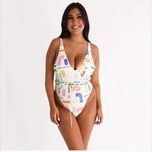 Costume da bagno Aurelle Palmier pezzo unico stampa retrò taglia XL NUOVO - Foto 1 di 7