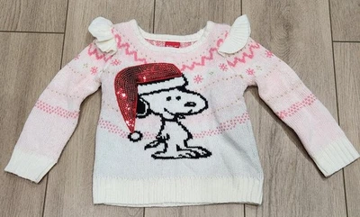 Peanuts Snoopy In Santa Sombrero Tejido Navidad Vacaciones Suéter Niños Pequeños Talla 3T Foto 1 de 4