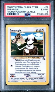 2001 POKEMON PROMO BLACK STAR 32 SMEARGLE POKEMON LEAGUE PSA 6 - Picture 1 of 2