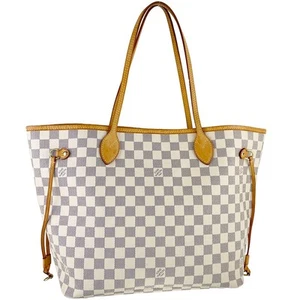 Bolso de Mano Louis Vuitton Damier Azur Neverfull MM Cuero Tela Blanco 3321 - Imagen 1 de 23