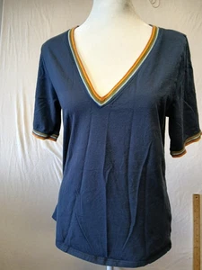 Faherty Blue Marin V-Neck Cotton Tee T-Shirt Damen Medium Kurzarm Freizeit - Bild 1 von 9