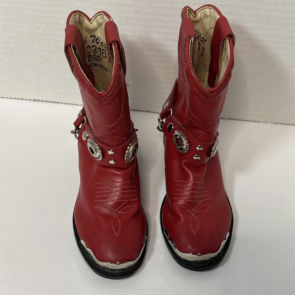 Botas de Vaquero Old West Bebé Niño Pequeño Talla 6 Rojo Western Zapatos Pull On Foto 1 de 4