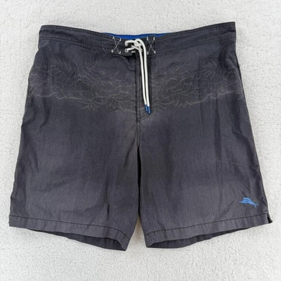 Tommy Bahama Pantalones Cortos Para Hombres Grandes Gris Floral Hawaiano Bañador Boardshorts Foto 1 de 4