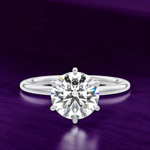 Wedding Ring 14k White Gold 2 Carat Round Cut Certified IGI Lab Grown Diamond - Picture 1 of 11