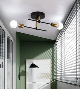 Sputnik Light Fixture, 2 Lights Industrial 2-light, 2-Lights Black&amp;Gold  - Picture 1 of 7